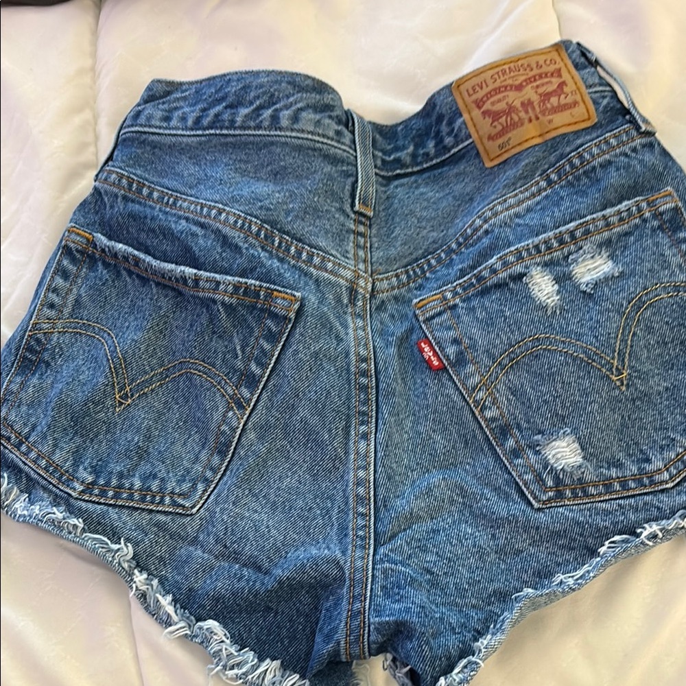 Levi's Distressed Blue Denim Shorts
